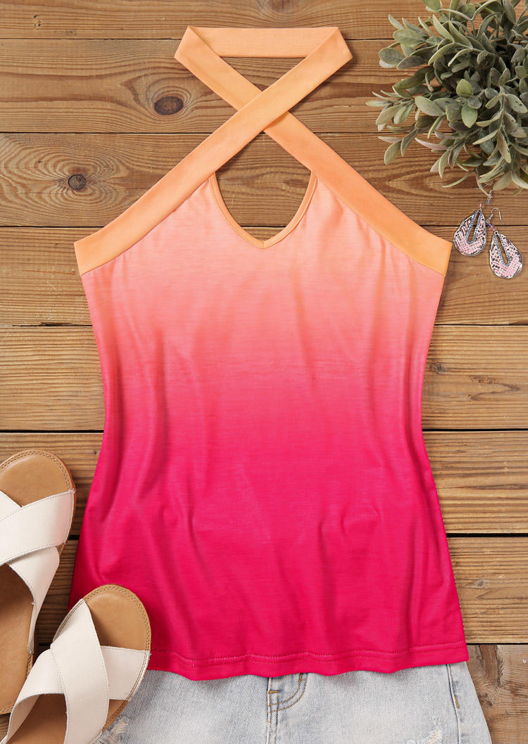 Tank Tops Gradient Criss-Cross Hollow Out Halter Tank Top in Multicolor. Size: M
Tank Tops Gradient Criss-Cross Hollow Out Halter Tank Top in Multicolor. Size: M