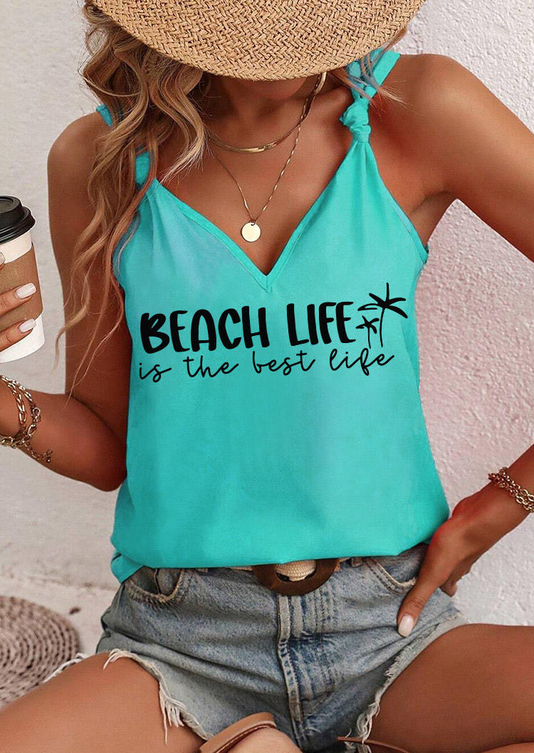 Tank Tops Beach Life Is The Best Life Coconut Tree Twist Tank Top - Cyan in Blue. Size
Tank Tops Beach Life Is The Best Life Coconut Tree Twist Tank Top - Cyan in Blue. Size