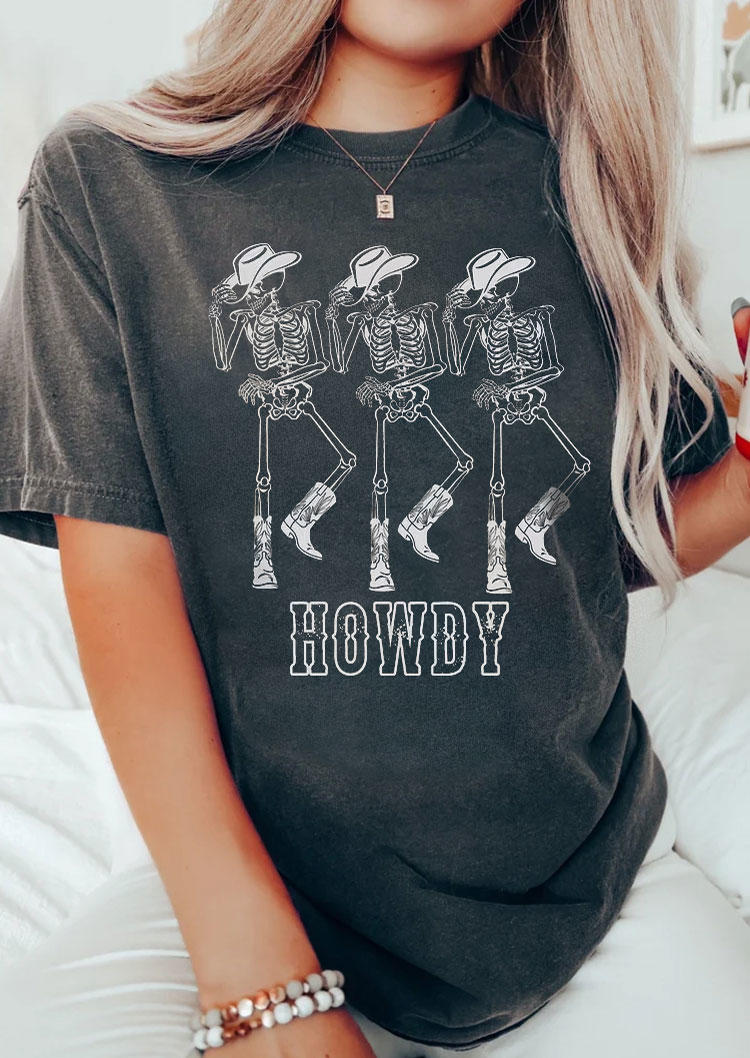 T-shirts Tees Howdy Skeleton O-Neck T-Shirt Tee - Dark Grey in Gray. Size: L,,XL
T-shirts Tees Howdy Skeleton O-Neck T-Shirt Tee - Dark Grey in Gray. Size: L,,XL
