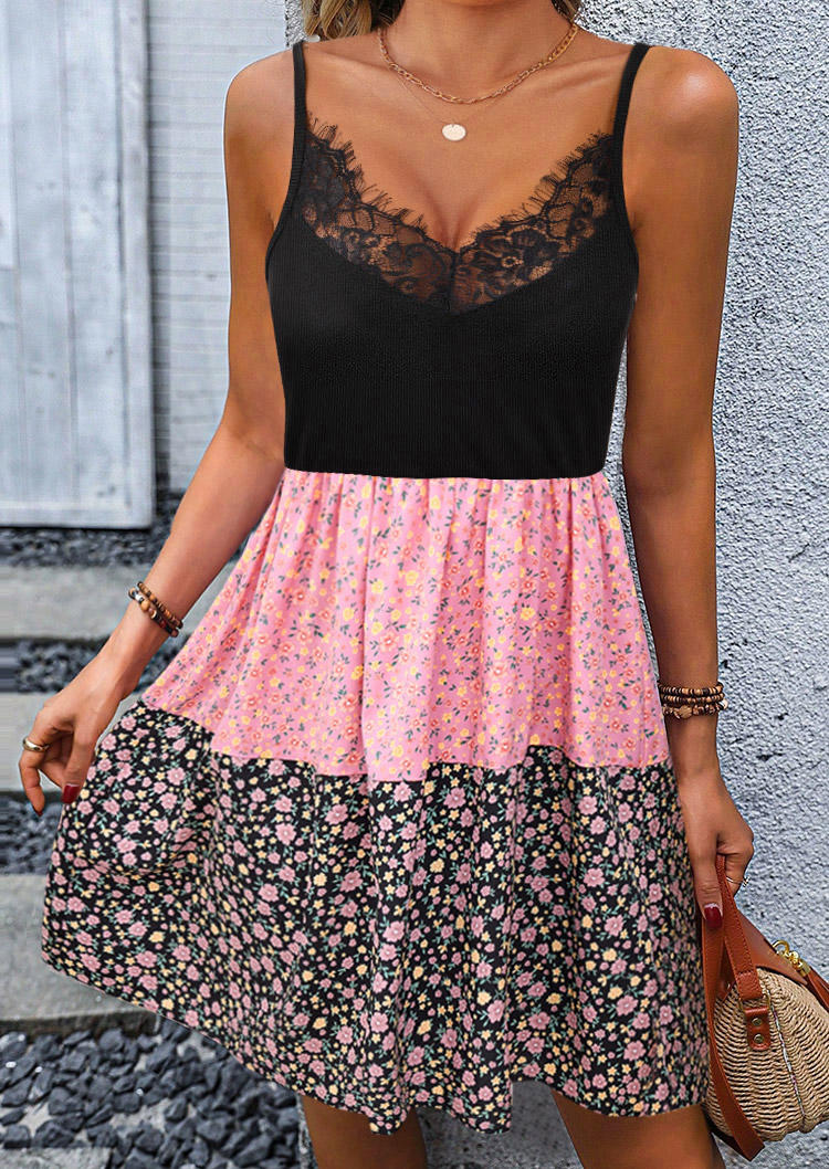 Mini Dresses Ditsy Floral Color Block Lace Splicing Spaghetti Strap Mini Dress in Multicolor. Size
Mini Dresses Ditsy Floral Color Block Lace Splicing Spaghetti Strap Mini Dress in Multicolor. Size