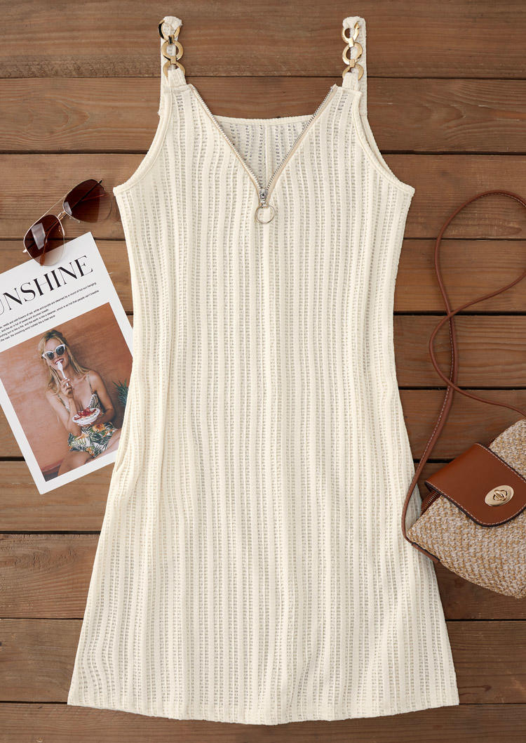 Mini Dresses Zipper Chain Beach Spaghetti Strap Mini Dress - Beige in White. Size: L,M,,XL
Mini Dresses Zipper Chain Beach Spaghetti Strap Mini Dress - Beige in White. Size: L,M,,XL