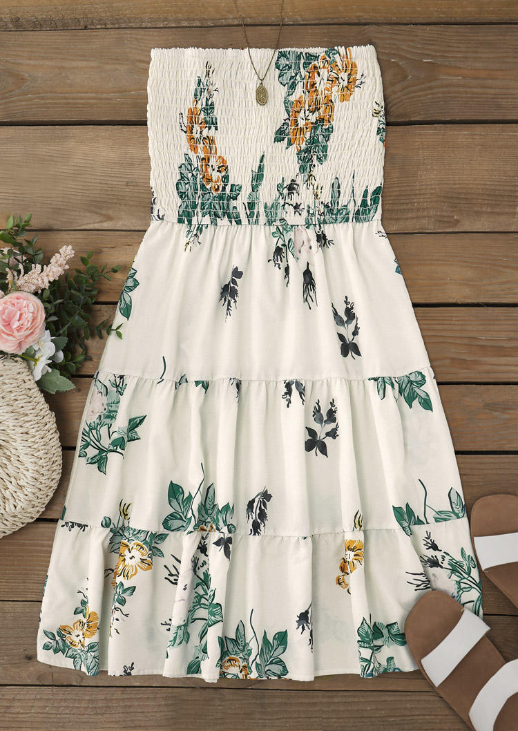 Mini Dresses Floral Ruffled Smocked Strapless Bandeau Mini Dress in White. Size
Mini Dresses Floral Ruffled Smocked Strapless Bandeau Mini Dress in White. Size