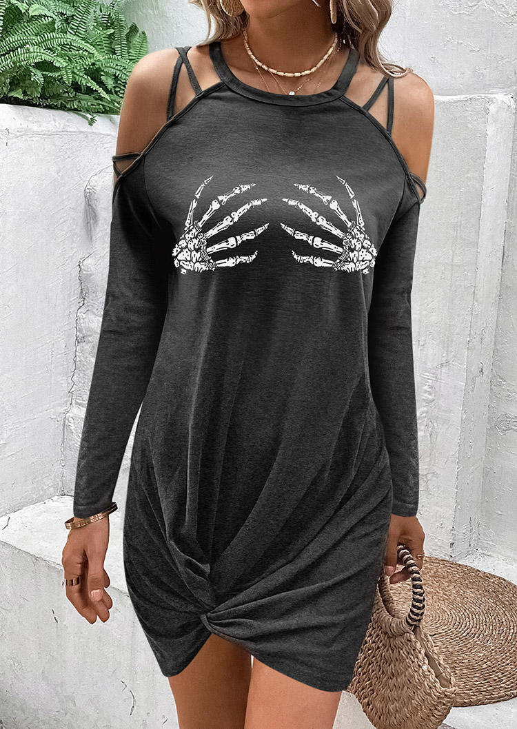 Mini Dresses Halloween Skeleton Hand Criss-Cross Twist Mini Dress in Gray. Size: L,M,,XL
Mini Dresses Halloween Skeleton Hand Criss-Cross Twist Mini Dress in Gray. Size: L,M,,XL