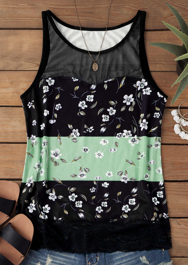 Tank Tops Floral Color Block Mesh Splicing Tank Top in Multicolor. Size: L,M,,XL
Tank Tops Floral Color Block Mesh Splicing Tank Top in Multicolor. Size: L,M,,XL