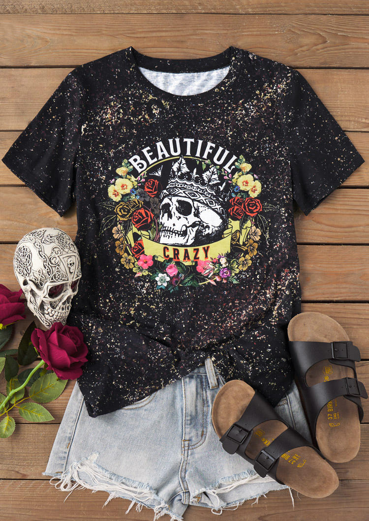 T-shirts Tees Beautiful Crazy Rose Skull O-Neck T-Shirt Tee in Multicolor. Size: L
T-shirts Tees Beautiful Crazy Rose Skull O-Neck T-Shirt Tee in Multicolor. Size: L