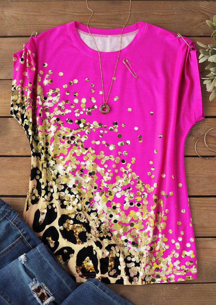 Blouses Leopard Glitter Ruffled Decorative Pin O-Neck Blouse in Multicolor. Size: L,M,,XL
Blouses Leopard Glitter Ruffled Decorative Pin O-Neck Blouse in Multicolor. Size: L,M,,XL