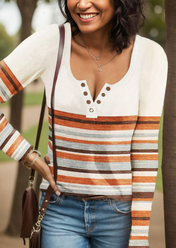 Blouses Colorful Striped Eyelet Long Sleeve Blouse in Multicolor. Size: L,M,,XL
Blouses Colorful Striped Eyelet Long Sleeve Blouse in Multicolor. Size: L,M,,XL