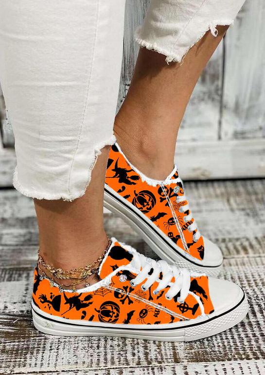 Sneakers Halloween Pumpkin Face Witch Skull Flat Canvas Sneakers in Orange. Size: ,38,39,40,41
Sneakers Halloween Pumpkin Face Witch Skull Flat Canvas Sneakers in Orange. Size: ,38,39,40,41