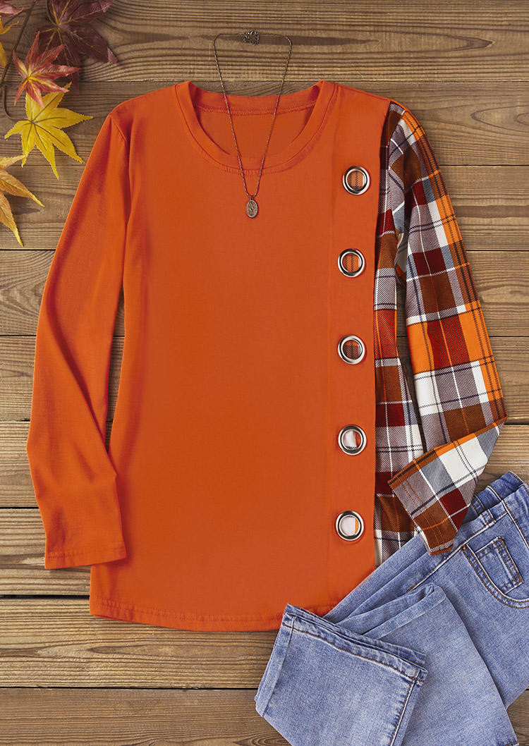Blouses Plaid Eyelet Long Sleeve O-Neck Blouse in Multicolor. Size: L,M,,XL
Blouses Plaid Eyelet Long Sleeve O-Neck Blouse in Multicolor. Size: L,M,,XL