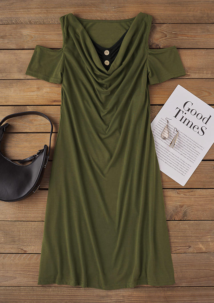 Mini Dresses Button Ruched Cold Shoulder Mini Dress - Army Green in Green. Size: L,M,,XL
Mini Dresses Button Ruched Cold Shoulder Mini Dress - Army Green in Green. Size: L,M,,XL