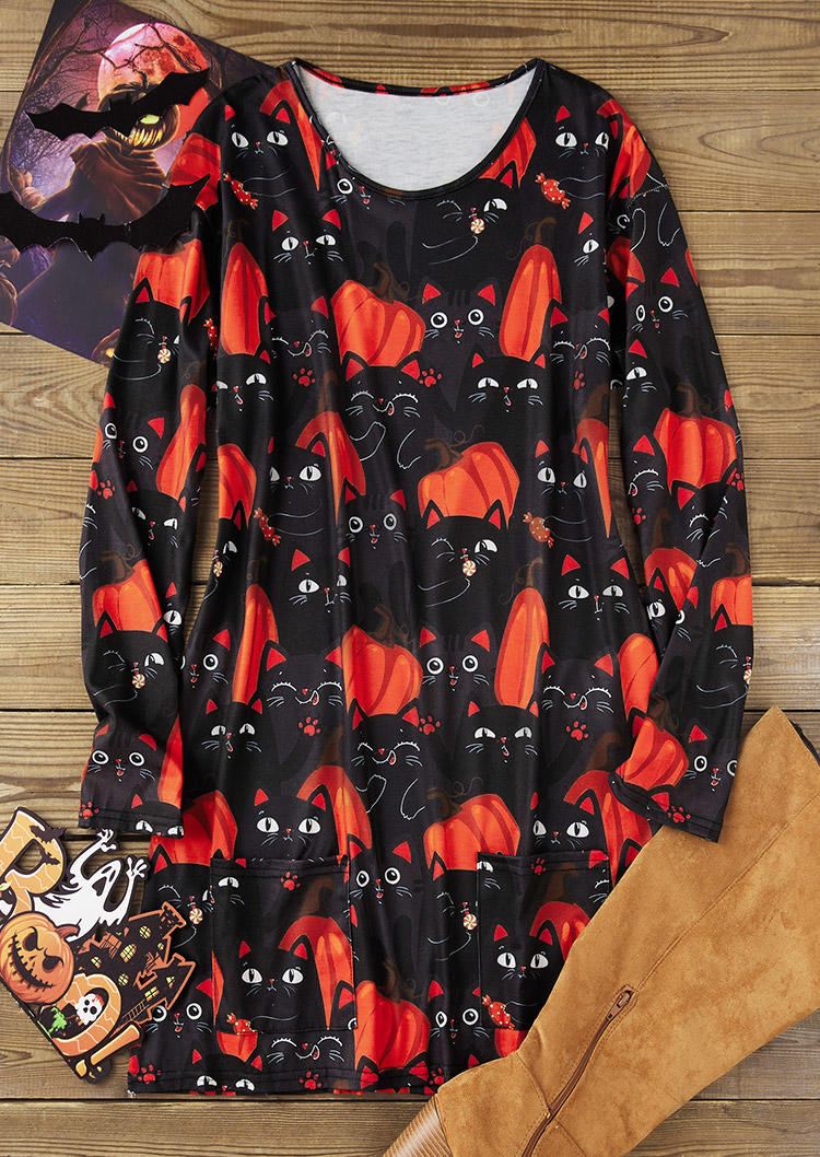 Mini Dresses Halloween Cat Pumpkin Pocket Long Sleeve Mini Dress in Multicolor. Size
Mini Dresses Halloween Cat Pumpkin Pocket Long Sleeve Mini Dress in Multicolor. Size