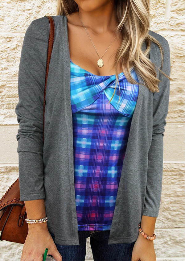 Blouses Gradient Plaid Twist Fake Two-Piece Blouse in Multicolor. Size: L,M,,XL
Blouses Gradient Plaid Twist Fake Two-Piece Blouse in Multicolor. Size: L,M,,XL