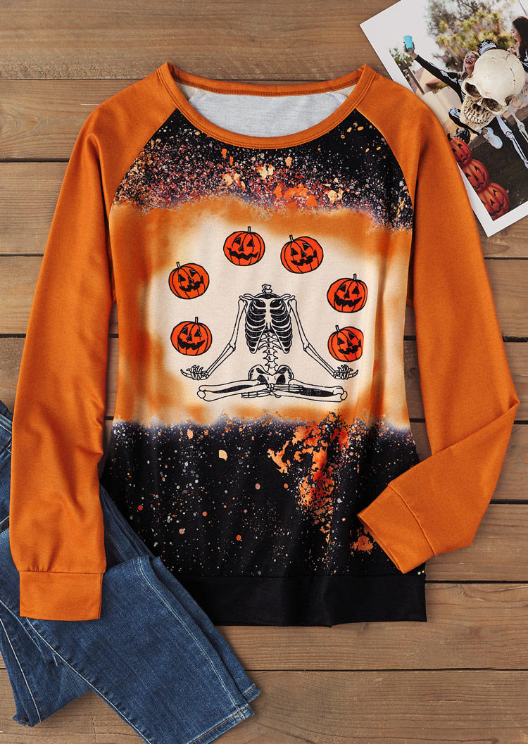 Sweatshirts Halloween Skeleton Pumpkin Face Sweatshirt in Multicolor. Size: L,M,,XL
Sweatshirts Halloween Skeleton Pumpkin Face Sweatshirt in Multicolor. Size: L,M,,XL