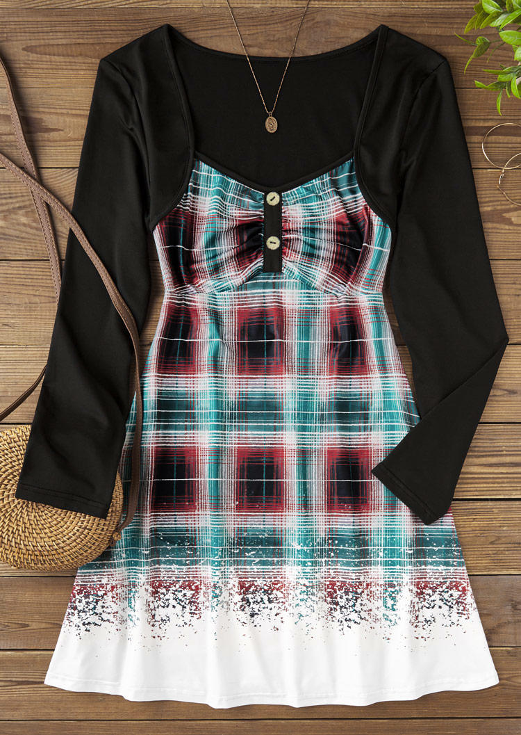 Mini Dresses Plaid Long Sleeve Fake Two-Piece Mini Dress in Multicolor. Size: L,M,,XL
Mini Dresses Plaid Long Sleeve Fake Two-Piece Mini Dress in Multicolor. Size: L,M,,XL