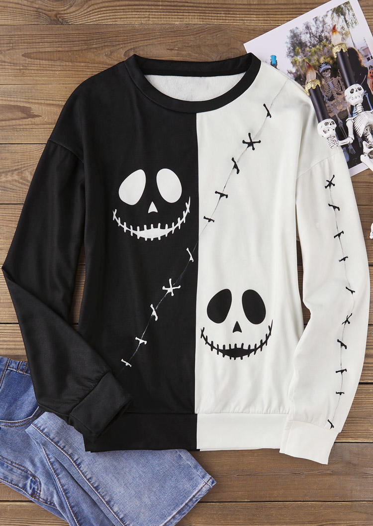 Sweatshirts Halloween Color Block Ghost Face Long Sleeve Sweatshirt in Multicolor. Size
Sweatshirts Halloween Color Block Ghost Face Long Sleeve Sweatshirt in Multicolor. Size
