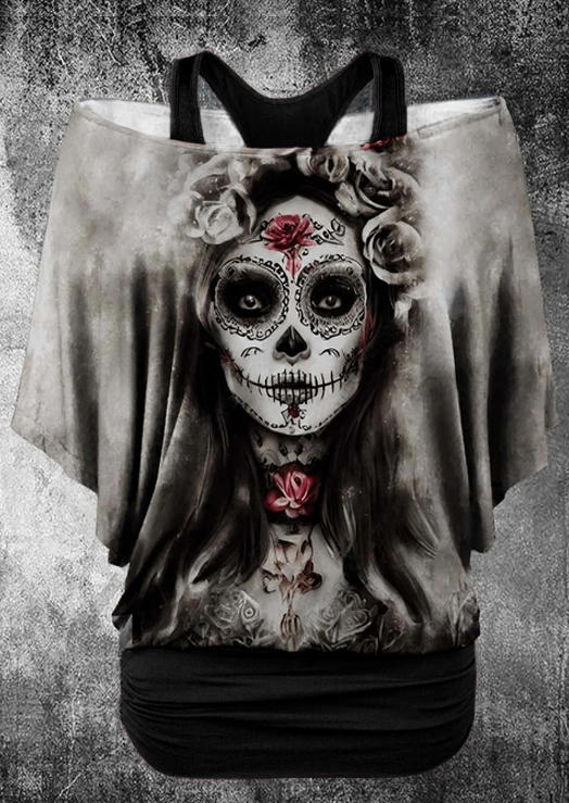 Blouses Halloween Horror Ghost Cold Shoulder Fake Two-Piece Blouse - Dark Grey in Gray. Size: L,M,,XL
Blouses Halloween Horror Ghost Cold Shoulder Fake Two-Piece Blouse - Dark Grey in Gray. Size: L,M,,XL