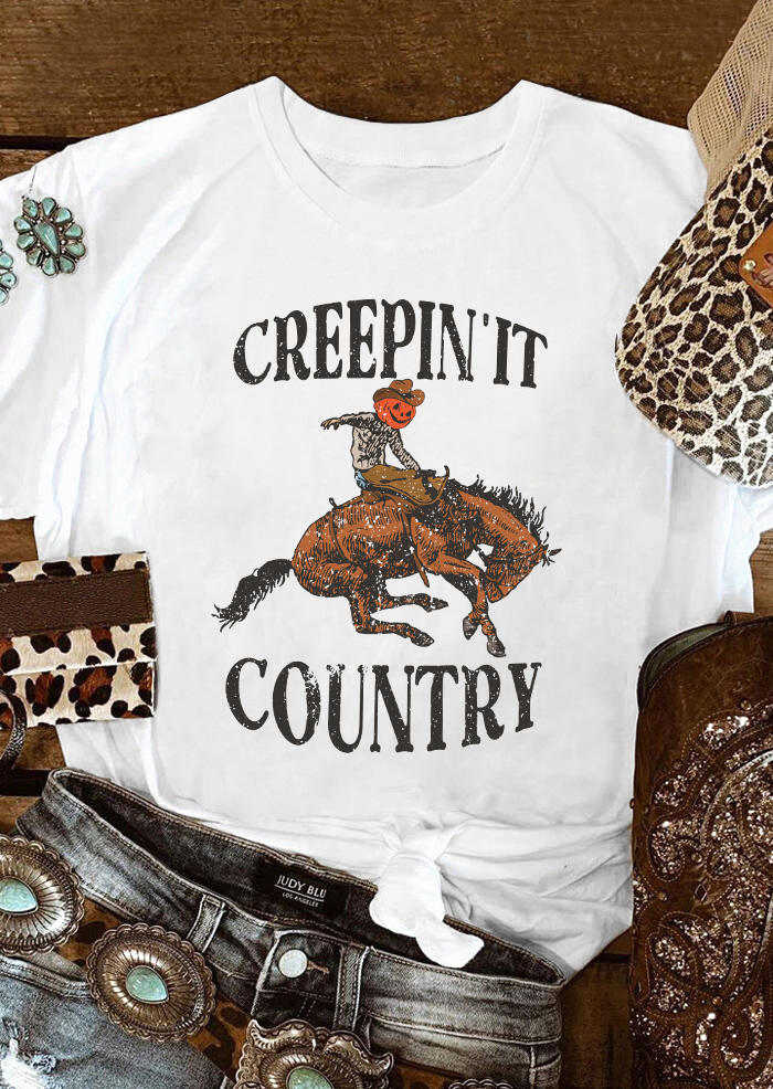 T-shirts Tees Creepin' It Country Pumpkin Face Horse T-Shirt Tee in White. Size: L,M,,XL
T-shirts Tees Creepin' It Country Pumpkin Face Horse T-Shirt Tee in White. Size: L,M,,XL