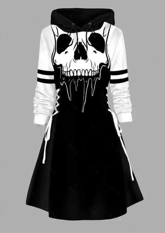 Mini Dresses Halloween Skull Color Block Lace Up Hooded Mini Dress in Multicolor. Size: L,M,,XL
Mini Dresses Halloween Skull Color Block Lace Up Hooded Mini Dress in Multicolor. Size: L,M,,XL