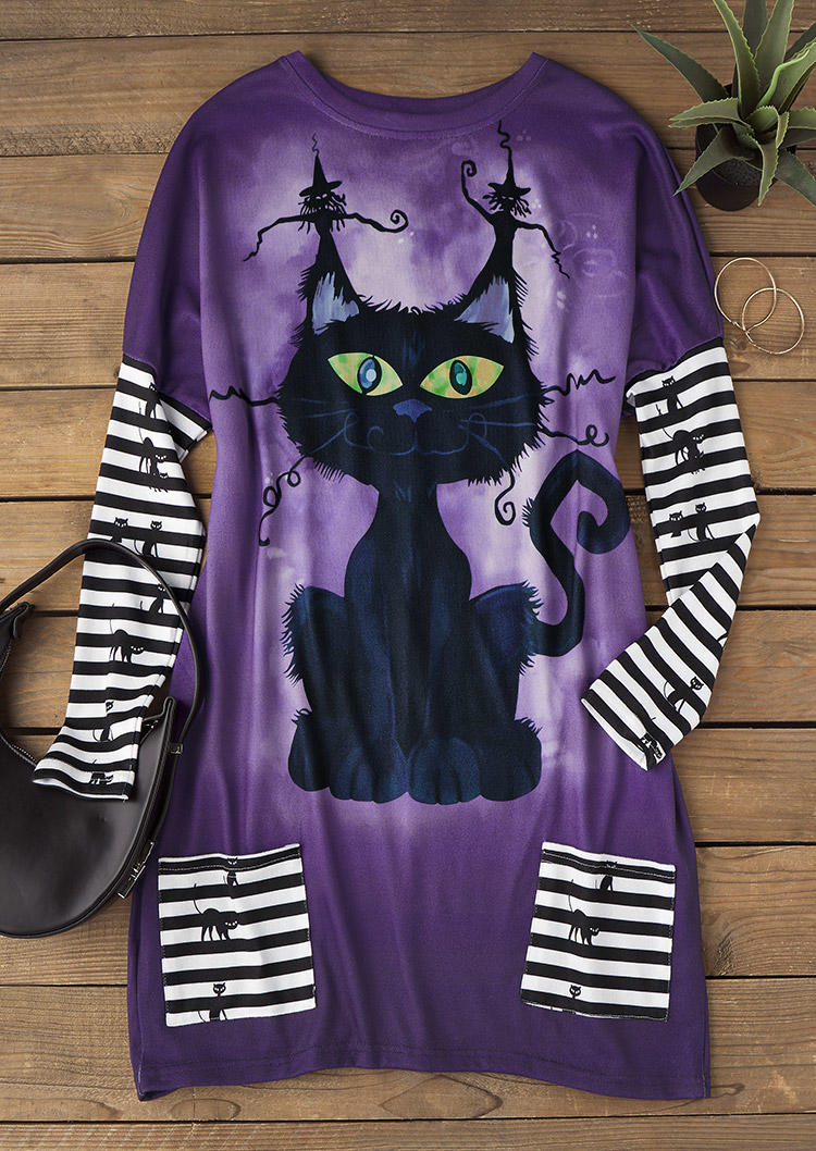 Mini Dresses Halloween Cat Striped Pocket Mini Dress in Multicolor. Size: L,M,,XL
Mini Dresses Halloween Cat Striped Pocket Mini Dress in Multicolor. Size: L,M,,XL