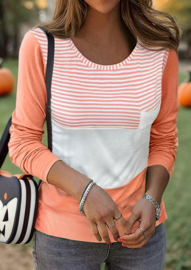 Blouses Striped Color Block Pocket O-Neck Blouse in Multicolor. Size: 2XL,3XL,L,,XL
Blouses Striped Color Block Pocket O-Neck Blouse in Multicolor. Size: 2XL,3XL,L,,XL