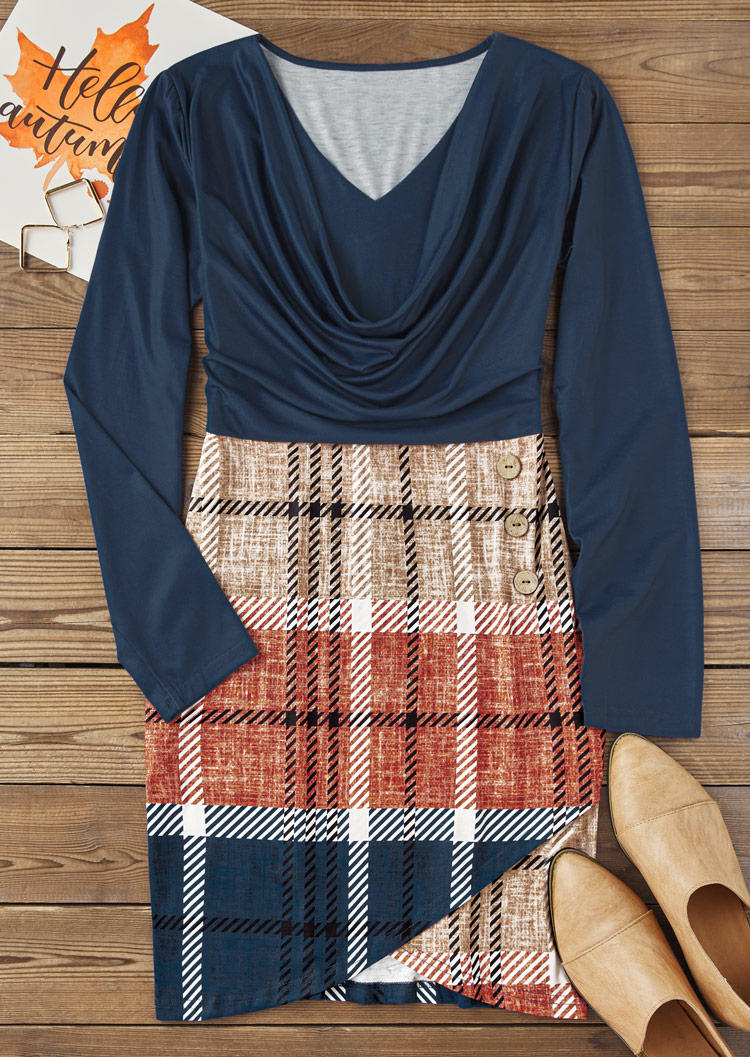 Bodycon Dresses Classic British Plaid Color-Blocked Button Wrap Draped Bodycon Dress in Multicolor. Size: 2XL,3XL,L,M,,XL
Bodycon Dresses Classic British Plaid Color-Blocked Button Wrap Draped Bodycon Dress in Multicolor. Size: 2XL,3XL,L,M,,XL