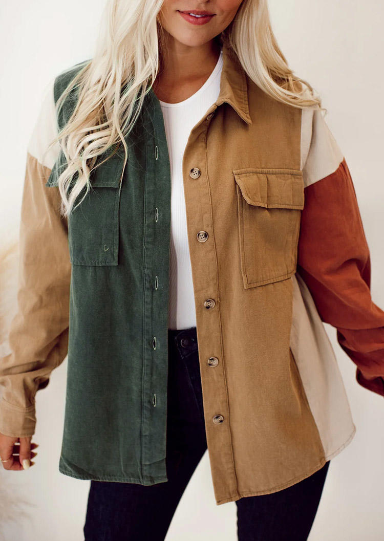 Jackets Color-Blocked Button Pocket Turn-Down Collar Jacket in Multicolor. Size: L,M,,XL
Jackets Color-Blocked Button Pocket Turn-Down Collar Jacket in Multicolor. Size: L,M,,XL