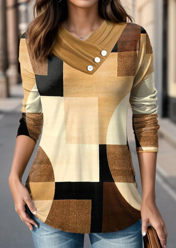 Blouses Color-Blocked Geometric Ruffled Long Sleeve Blouse in Multicolor. Size: L,M,,XL
Blouses Color-Blocked Geometric Ruffled Long Sleeve Blouse in Multicolor. Size: L,M,,XL
