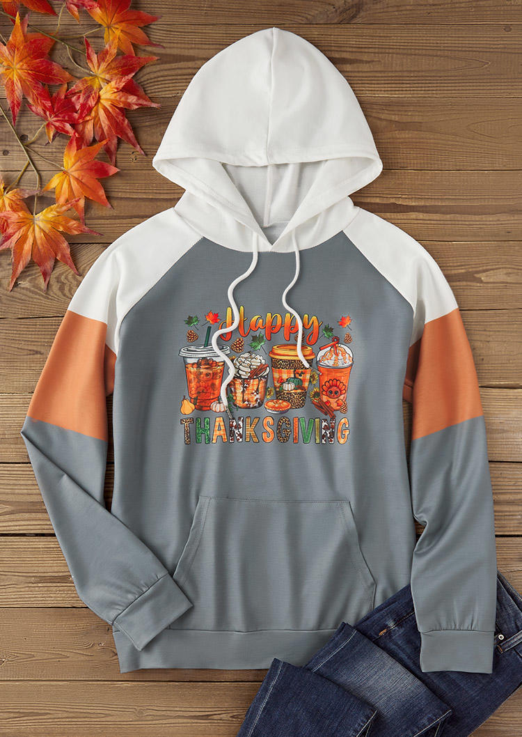 Hoodies Happy Thanksgiving Color-Blocked Kangaroo Pocket Hoodie in Multicolor. Size: L,M,,XL
Hoodies Happy Thanksgiving Color-Blocked Kangaroo Pocket Hoodie in Multicolor. Size: L,M,,XL