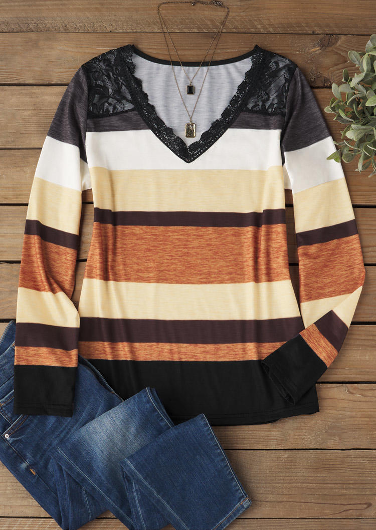 Blouses Color-Blocked Stitching Lace Long Sleeve Blouse in Multicolor. Size: L,M,,XL
Blouses Color-Blocked Stitching Lace Long Sleeve Blouse in Multicolor. Size: L,M,,XL