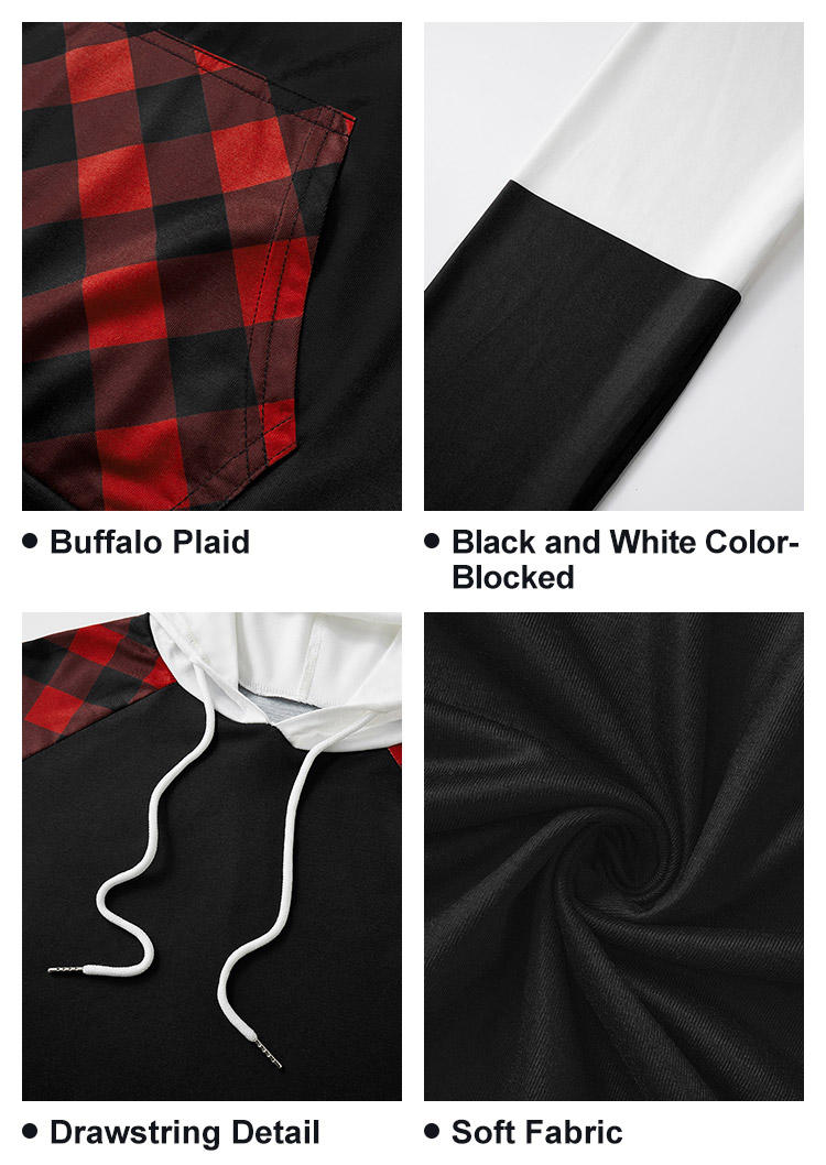 Hoodies Plaid Color-Blocked Drawstring Kangaroo Pocket Hoodie in Multicolor. Size: ,3XL 
Hoodies Plaid Color-Blocked Drawstring Kangaroo Pocket Hoodie in Multicolor. Size: ,3XL