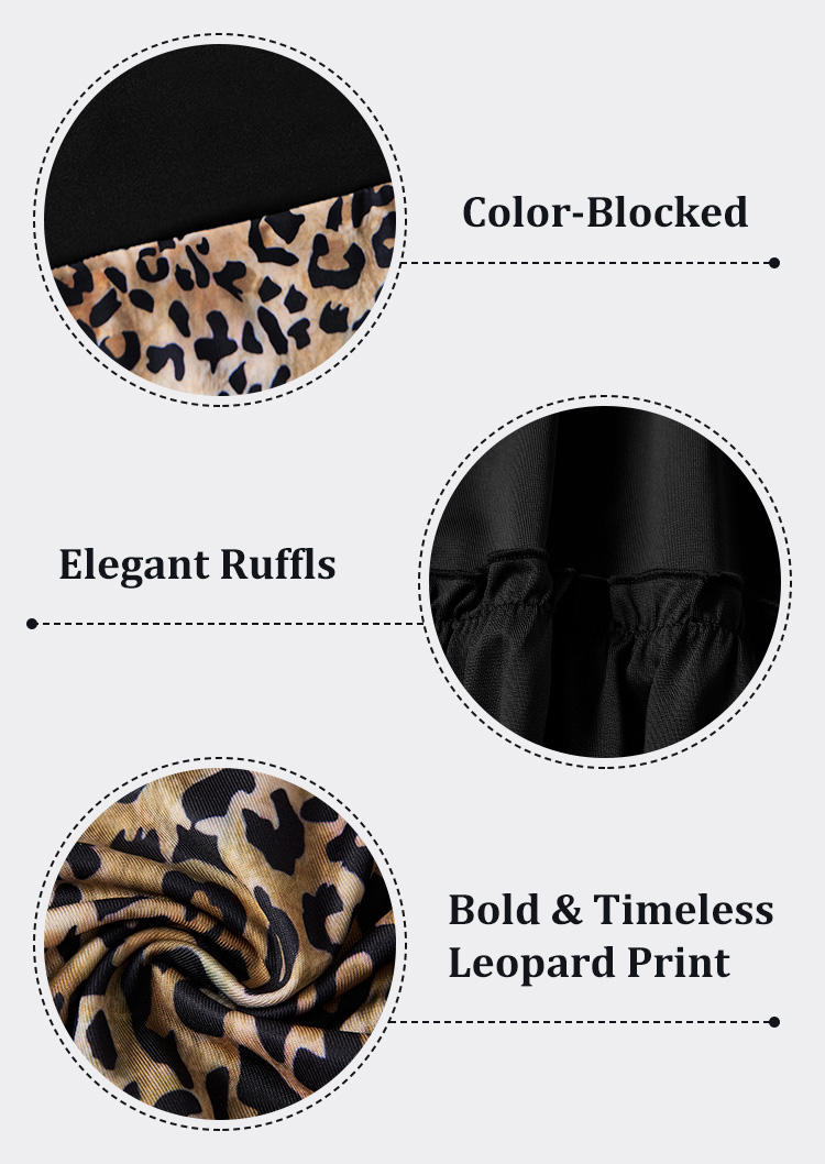Mini Dresses Leopard Color-Blocked Ruffled Splicing Mini Dress in Black. Size: ,3XL
Mini Dresses Leopard Color-Blocked Ruffled Splicing Mini Dress in Black. Size: ,3XL