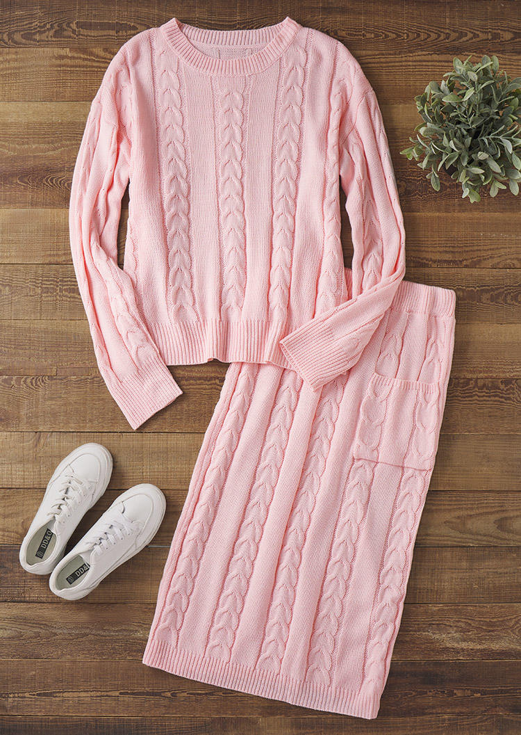 Sweater Dresses 2Pcs Textured Pocket Knitted Sweater Dress in Pink. Size: L
Sweater Dresses 2Pcs Textured Pocket Knitted Sweater Dress in Pink. Size: L