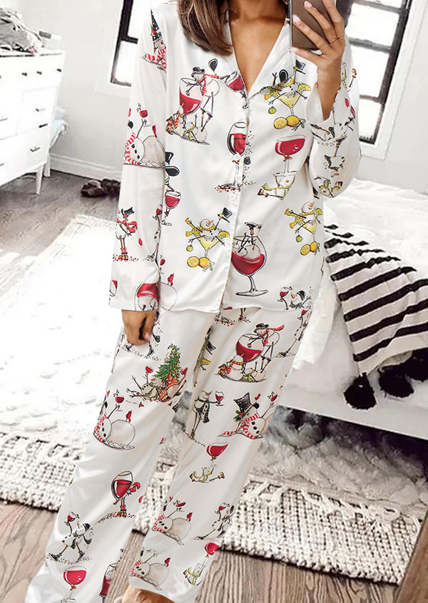 Sleepwear Christmas Wine Glass Snowman Blouse And Pants Pajamas Set in Multicolor. Size: ,XL
Sleepwear Christmas Wine Glass Snowman Blouse And Pants Pajamas Set in Multicolor. Size: ,XL