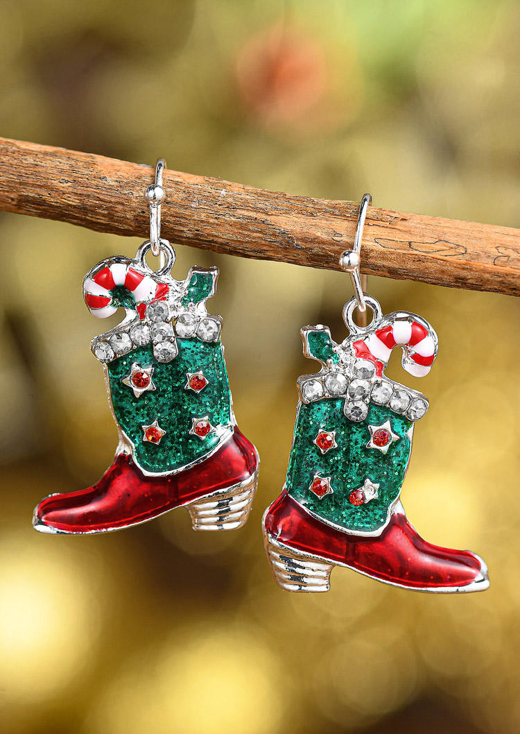 

Earrings Christmas Western Rhinestone Boots Earrings in Multicolor. Size