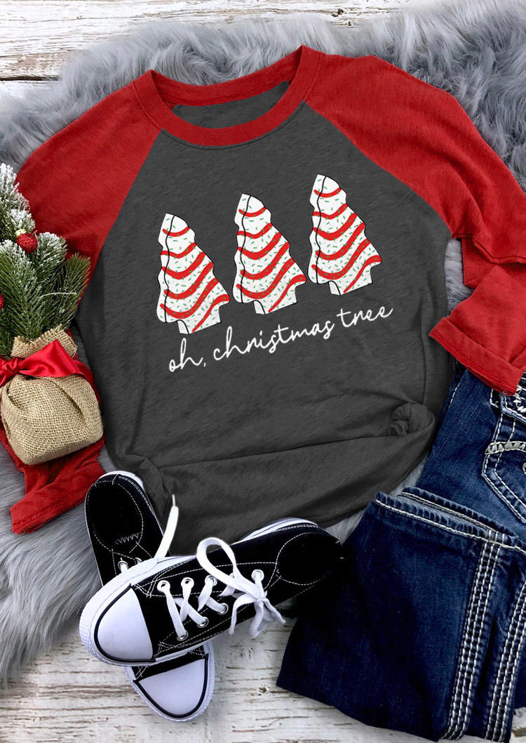 T-shirts Tees Oh Christmas Tree Cakes Raglan Sleeve T-Shirt Tee in Red. Size: L,M,,XL
T-shirts Tees Oh Christmas Tree Cakes Raglan Sleeve T-Shirt Tee in Red. Size: L,M,,XL