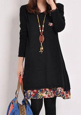 Floral O-Neck Casual Dress