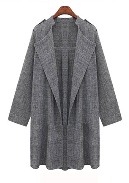 Lapel Long Sleeve Coat - Fairyseason