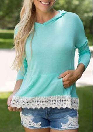 Hooded Long Sleeve Lace Blouse