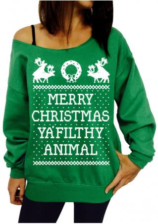 Reindeer Letter Casual Sweatshirt