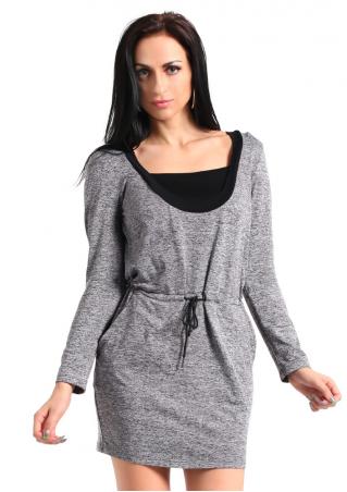 Solid Hooded Pocket Casual Dress
