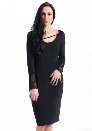 Solid Lace Splicing Sleeve Casual Dress