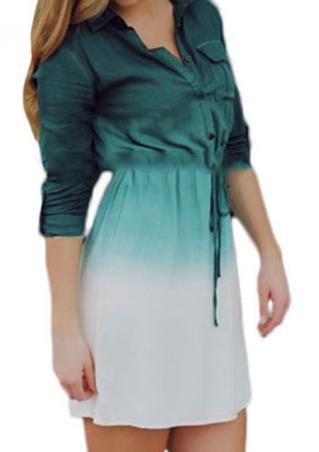 Gradient Pocket Lace Up Casual Mini Dress