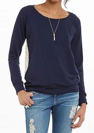 Lace Hollow Out Splicing Casual Sweatshirt