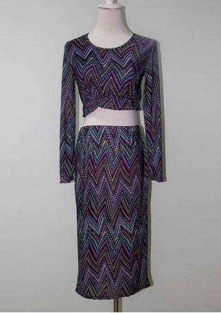 Zigzag Printed Bodycon Two-Piece Dress