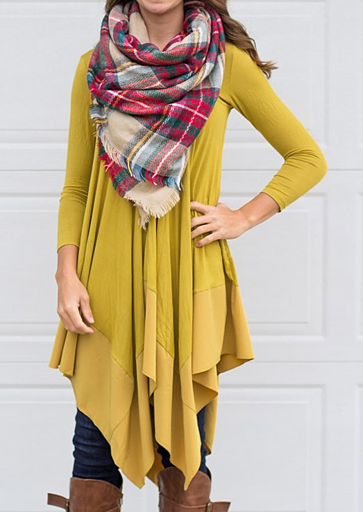

Chiffon Splicing Irregular Casual Swing Dress, Black;blue;yellow, 62920