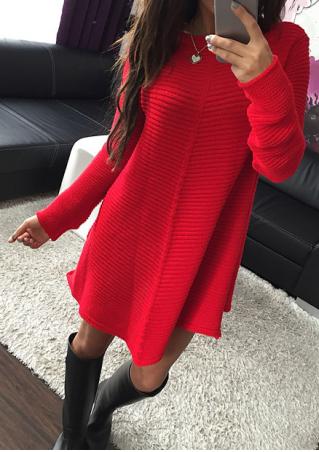 Solid Knitted Casual Mini Dress Without Necklace