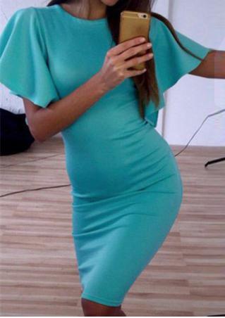 Solid Brief Short Butterfly Sleeve Bodycon Dress