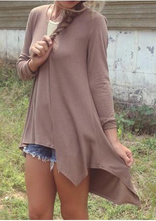 Solid Irregular Casual Blouse Without Necklace