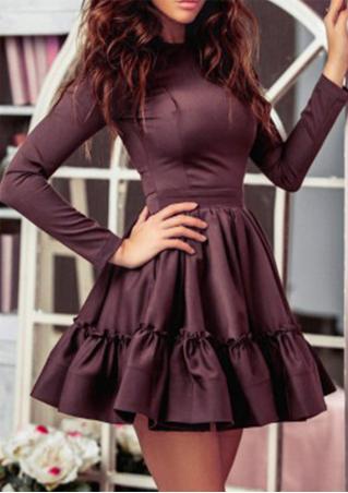 Solid Pleated A-Line Fashion Mini Dress