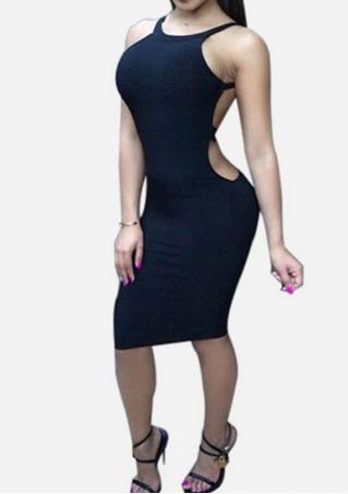 Solid Bandage Backless Bodycon Dress